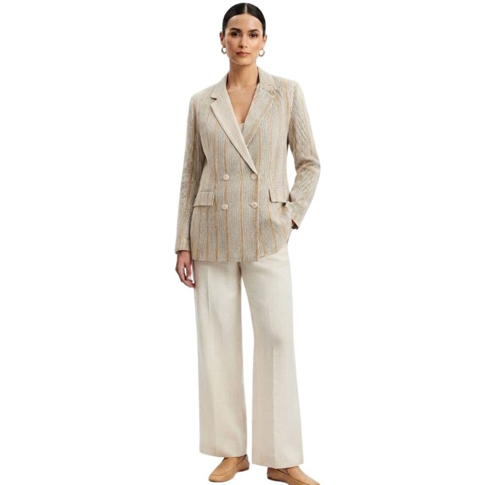 Wild Fable Double Breasted Tailored Blazer Striped Neutral Plus Size XL
